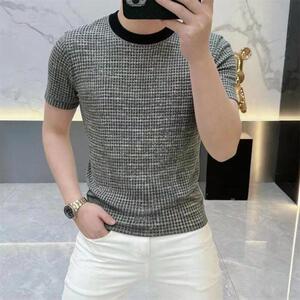 乐诚力精品轻奢服饰2夏季新款男士高品质小众半袖打底时尚短袖