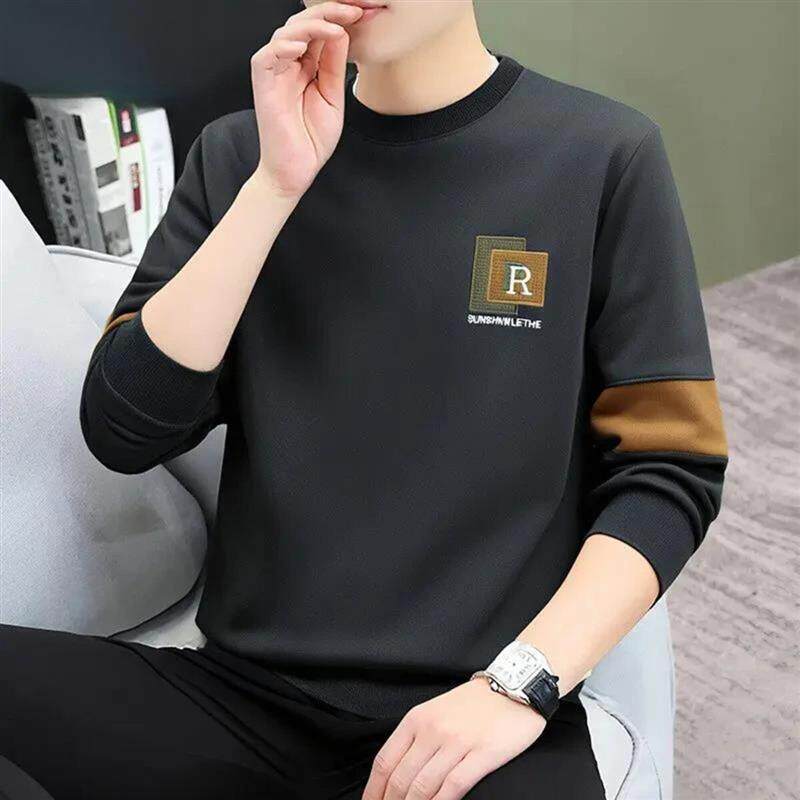 2量莱轻奢服饰秋季新款圆领套头卫衣男打底衫休闲尚宽松潮牌上衣