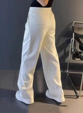 启毅轻奢服饰时尚绣阔腿裤拉链春秋拼接P标潮休闲宽松卫裤