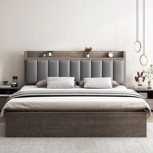 实木床简约现代加厚1米8双人床主卧1米5的出租房家用1米2单人床架