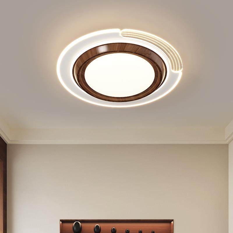 无叶风扇灯卧室吸顶灯中古风现代简约超薄圆形隐形静音一体电扇灯