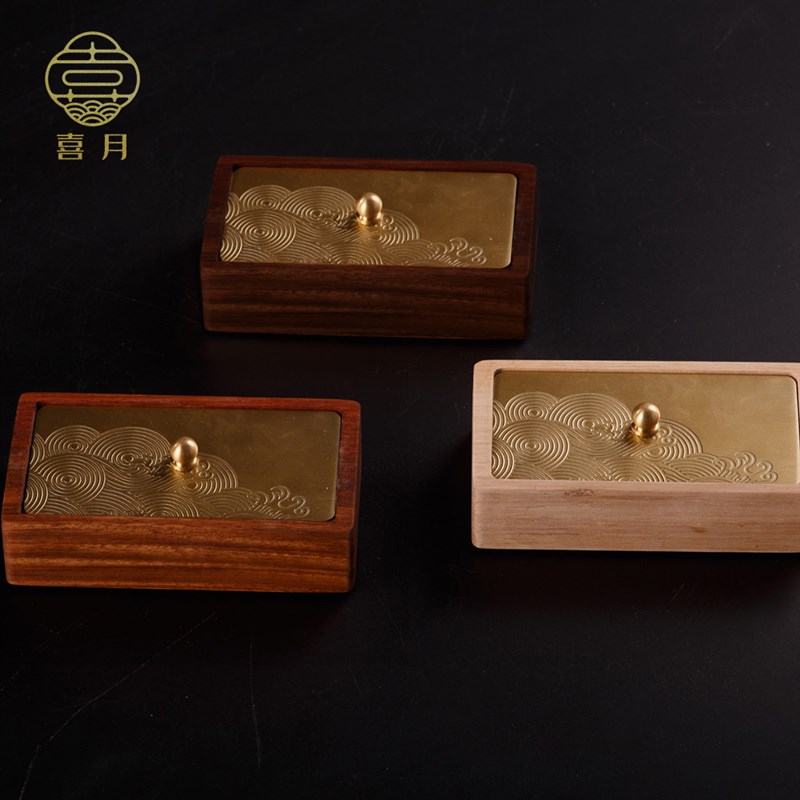 喜月高档中式北欧饭厅实木牙签盒简约个性棉棒收纳盒牙签筒牙签罐