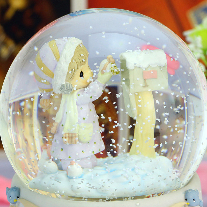 圣诞节飘雪水晶球音乐盒八音盒宫崎骏旋转跳舞小女孩生日礼物公主