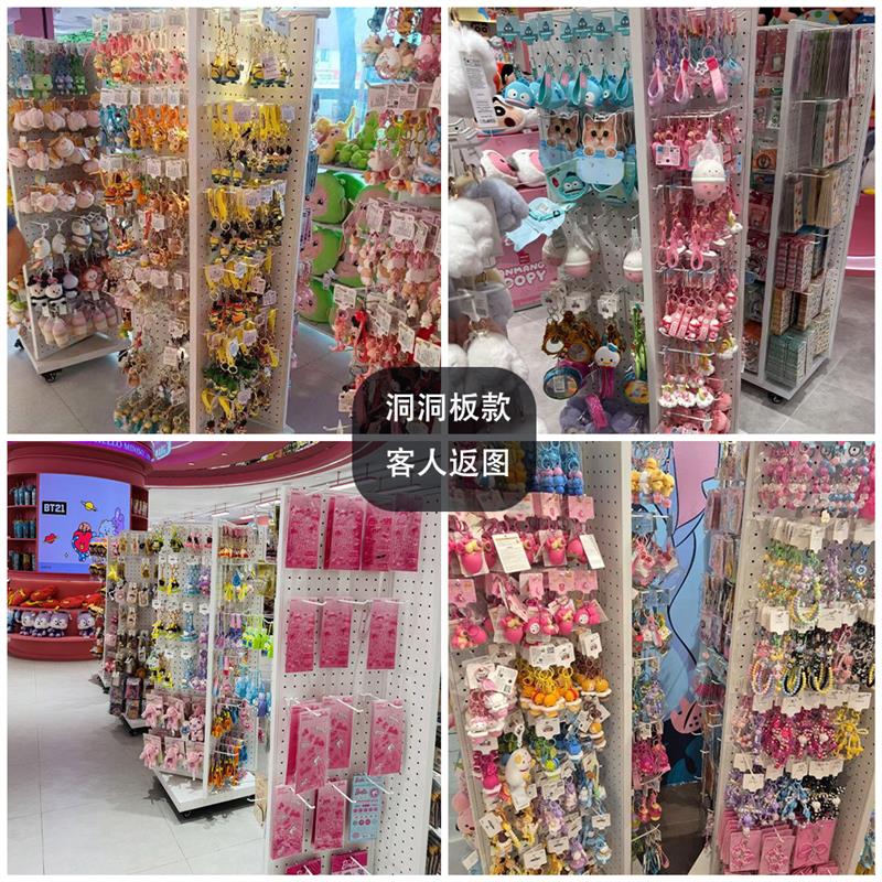 金属铁制四面旋转洞洞板多孔板货架商用省空间置物架钥匙扣展示架