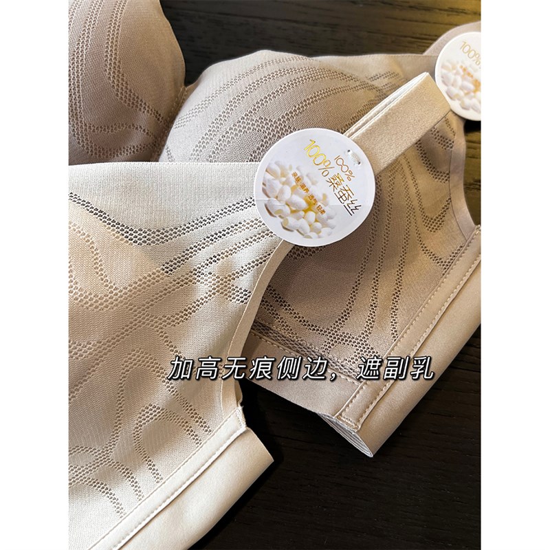 无钢圈收副乳防下垂小胸聚拢无痕美背塑型内衣真丝桑蚕丝文胸女夏