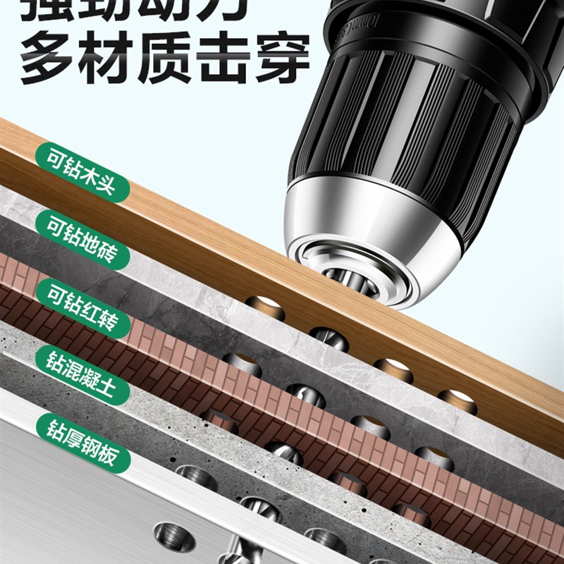 工业级无刷手电钻锂电大功率冲击钻充电式多功能家用电动工具套装
