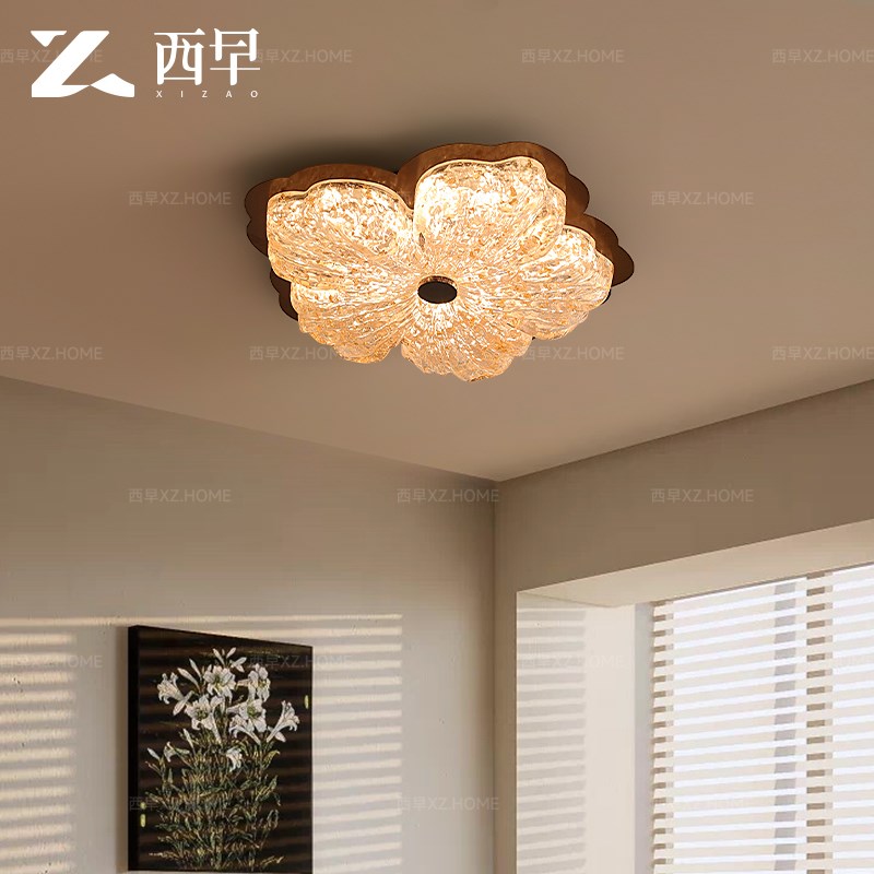 花瓣法式中古卧室灯全光谱护眼吸顶灯复古书房浪漫高级轻奢新款灯