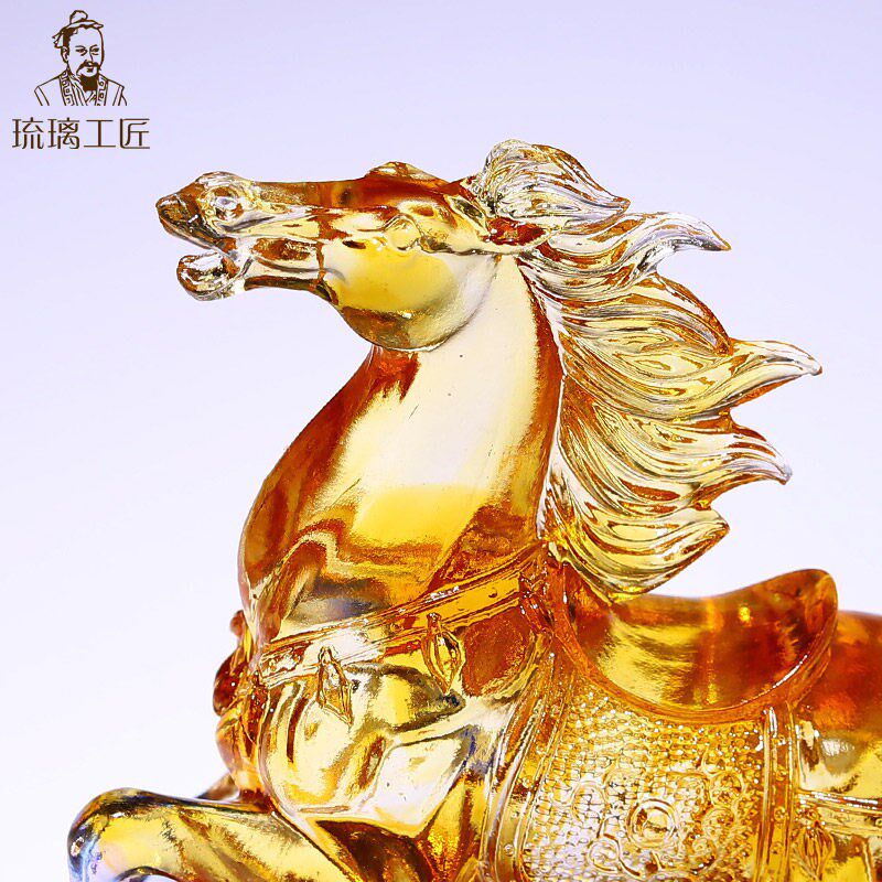琉璃如意生肖马摆件工艺品马到成功办公室客厅装饰品开业贺礼高档