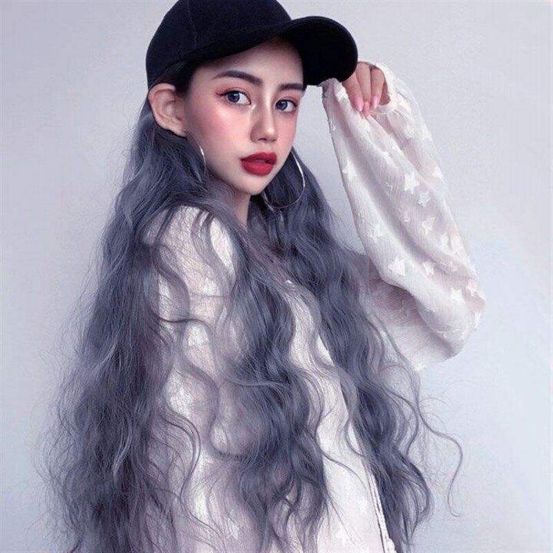 帽子假发一体女夏天时尚潮流带头发的鸭舌帽长卷发棒球帽带发头套