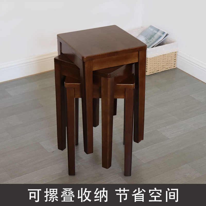 全实木方凳家用客厅餐桌凳子创意北欧简约原木板凳可摞叠木头櫈子