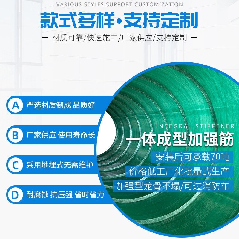 玻璃钢化粪池罐新农村专用家用成品50/100立方大型三格化粪桶定制