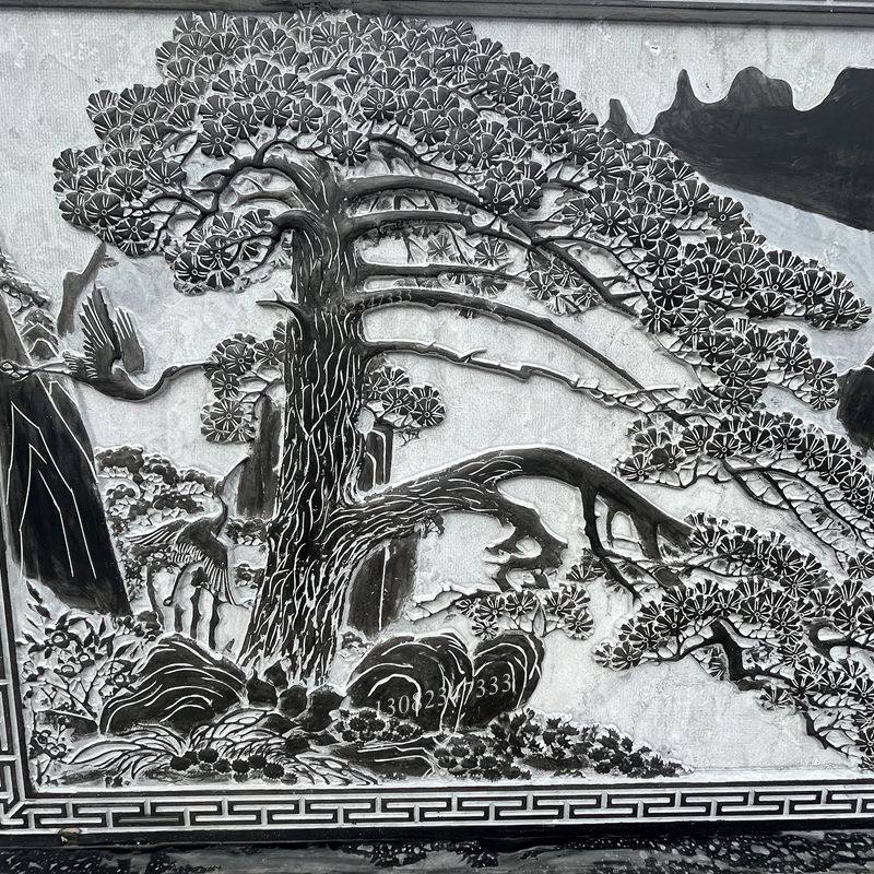 青石石雕影壁墙庭院照壁浮雕壁画背景墙室外迎门墙中式福字花岗岩