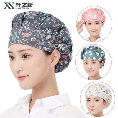 纯棉厨房帽子女防油烟做饭防掉发透气防尘松紧食品厨师帽工作帽子