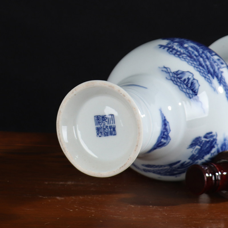 青花瓷花瓶摆件客厅插花简约现代高款景德镇陶瓷器仿古工艺装饰品