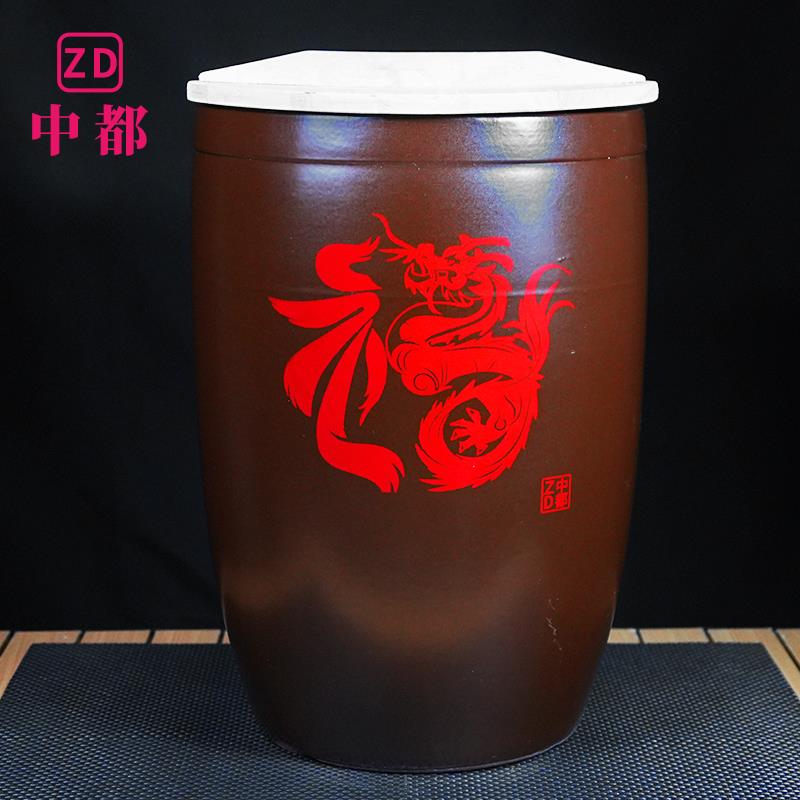 细陶睡莲缸大号老式陶瓷水缸家用储水用荷花盆栽缸养鱼庭院发酵缸