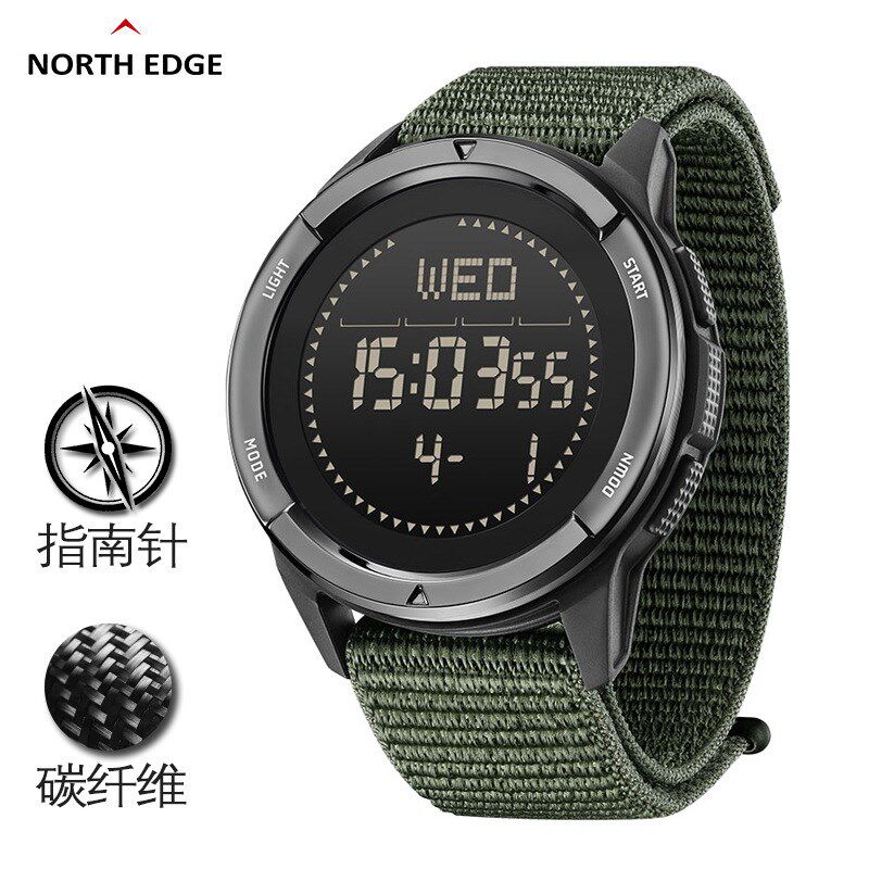 中国部队户外多功能登山指南针运动电子表防水训练计步计时手表