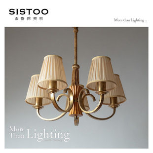 瑞典中世纪1950s古董中古客厅美式复古法式实木餐厅灯卧室吊灯