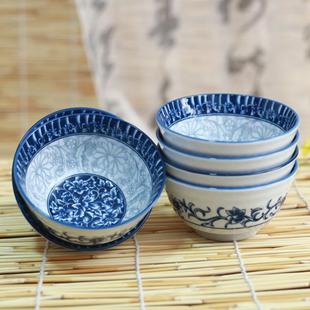 陶瓷青花瓷米饭碗深菜盘子四方盘家用餐具套装 中式 大碗釉下彩斗笠
