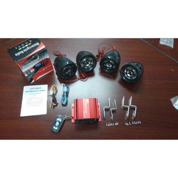 摩托车配件4声道大功率功放超响音响喇叭MP3收音机防盗报警器包邮