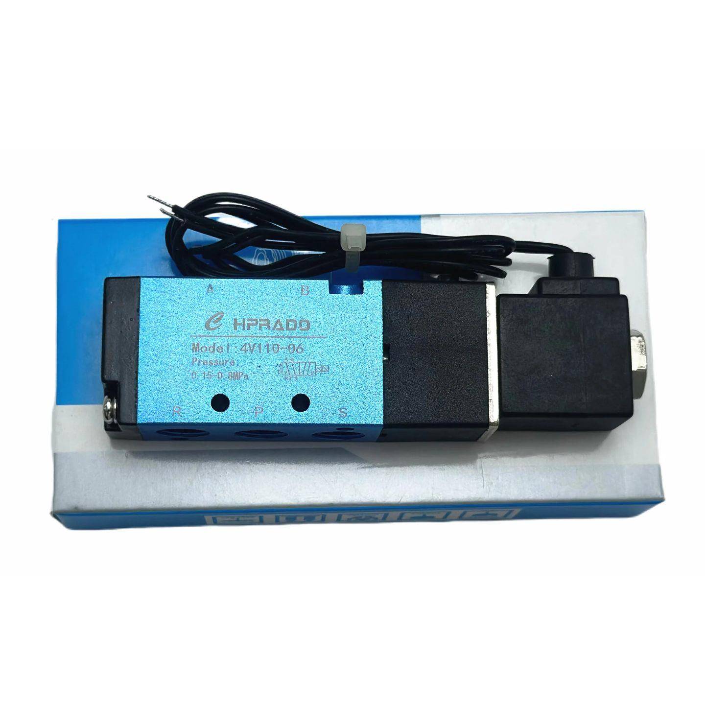 新品4V110-06电磁阀二位五通气动换向阀气阀控制元件AC220V DC24V