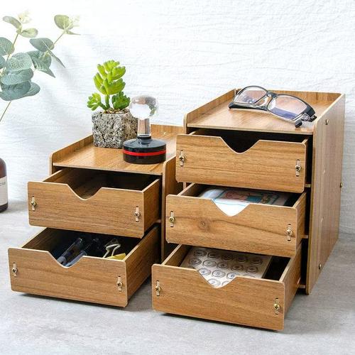 办公桌面收纳盒木制抽屉式收纳柜办公室置物架用品文件杂物整理箱