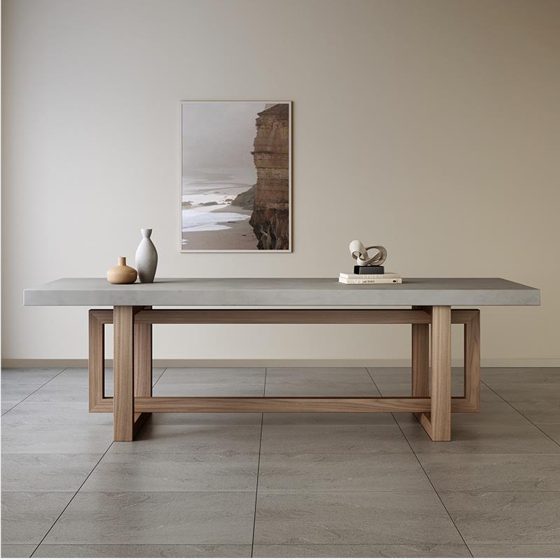 需定制北欧复古实木长桌仿水泥色会议桌设计师创意洽谈桌大型办公