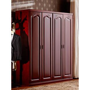 新中国风实木衣柜4门235门卧室家具定制水弯衣柜家用红木桃花心木