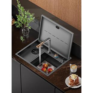 尼洛施水槽厨房吧台岛台洗菜盆不锈钢隐藏式 水池隐形洗杯器水槽