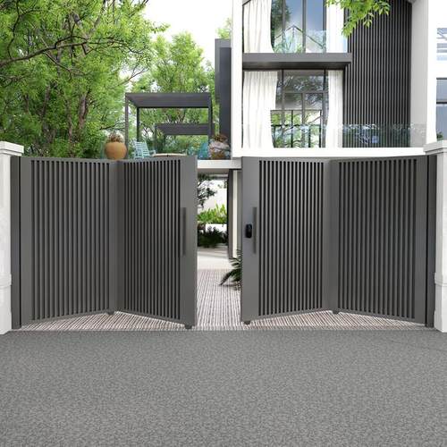 铝合金电动折叠双开大门不锈钢平移车库门户外乡村院子百叶庭院门