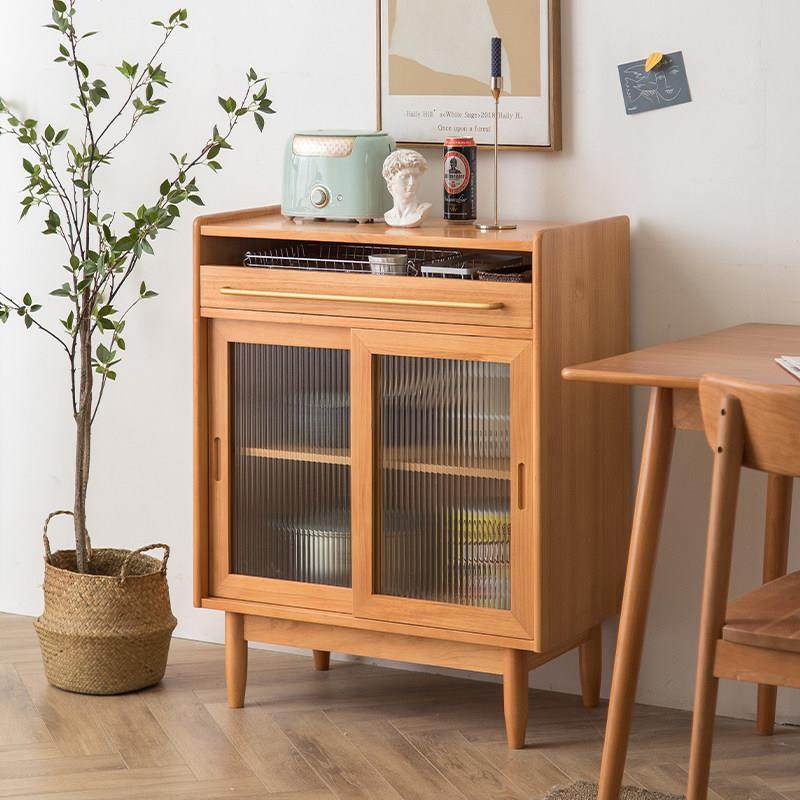 实木餐边柜日式窄矮柜一体靠墙厨房客厅北欧酒柜茶水柜置物柜原木,住宅家具,餐边柜,淘宝优惠券,粉丝福利购,淘宝优惠卷