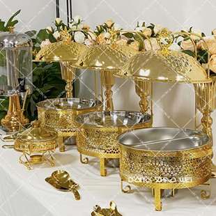跨境金色自助餐炉 Chafing dish With Lid Holder Food Warmer