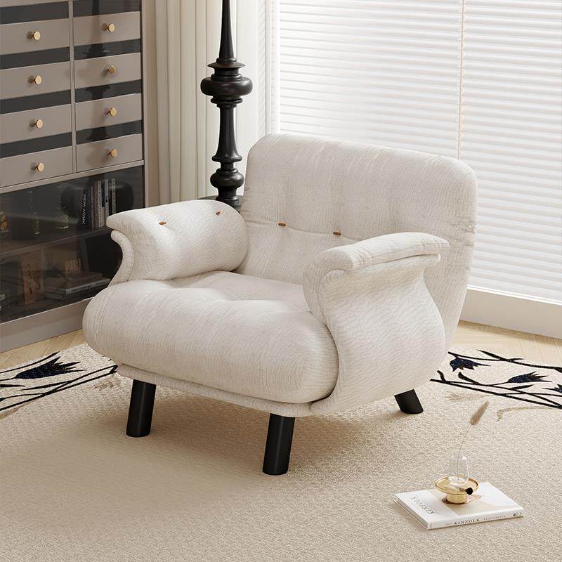 法式中古奶油风休闲椅双人小户型懒人布艺高脚卧室单人沙发椅客厅