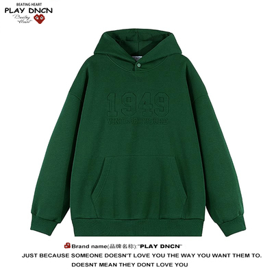 PLAY DCDN复古字母印花连帽卫衣男女情侣秋冬款INS美式复古卫衣