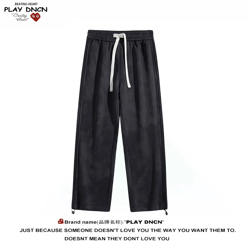 PLAY DCDN美式复古重磅垂感卫裤男秋冬季休闲宽松加绒直筒阔腿裤