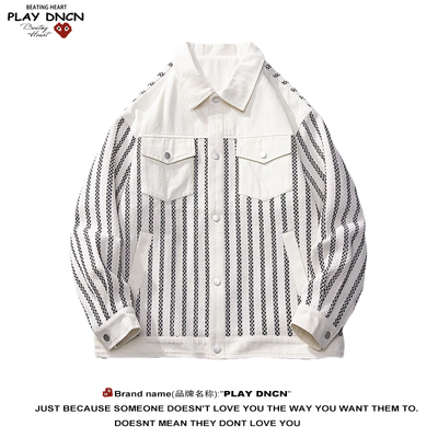 PLAY DCDN美式街头拼接侧边条纹冲锋衣立领休闲飞行员夹克