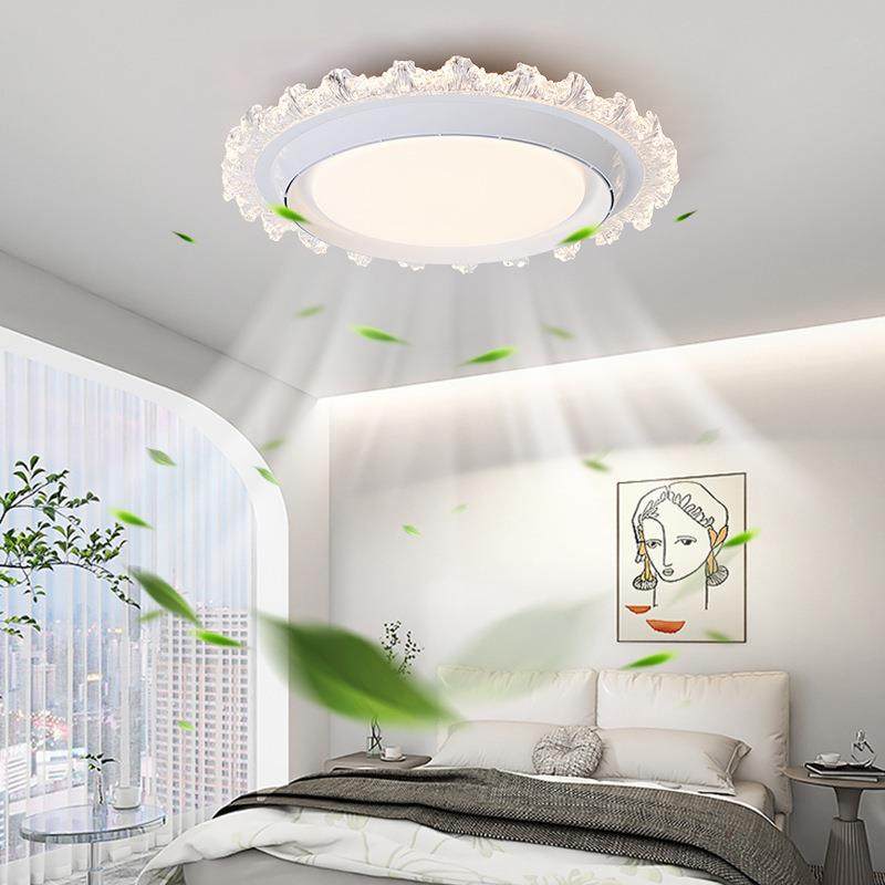 无叶风扇灯客厅灯大厅主灯现代简约奶油风卧室吸顶灯智能语音灯具