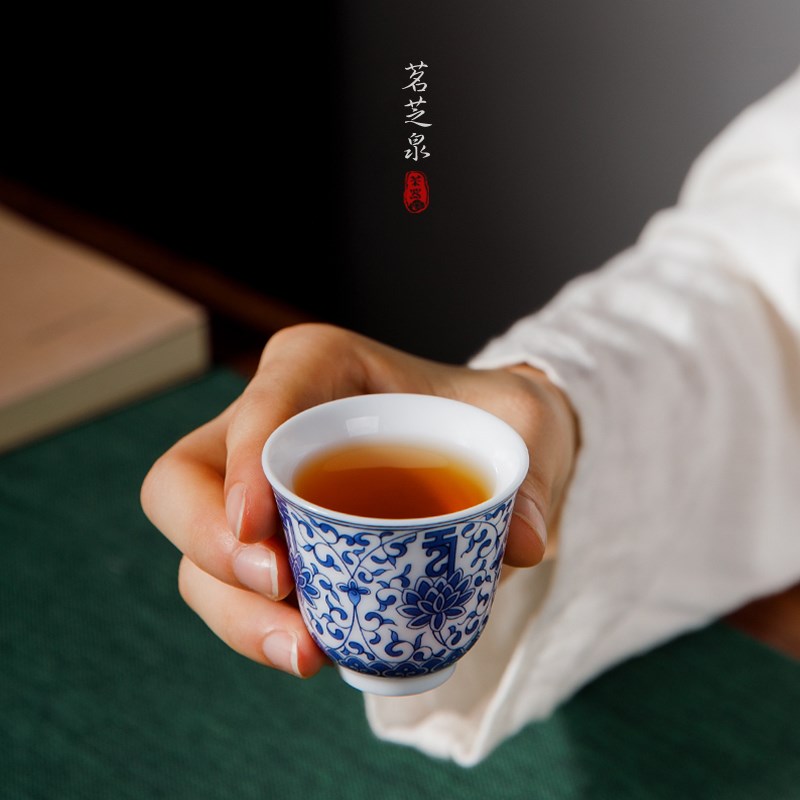 景德镇青花瓷功夫茶具套装家用高档手绘陶瓷盖碗茶杯茶盘新款送礼