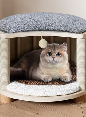 猫窝凳子一体四季通用实木猫窝凳人猫共用家具一窝两用保暖宠物窝