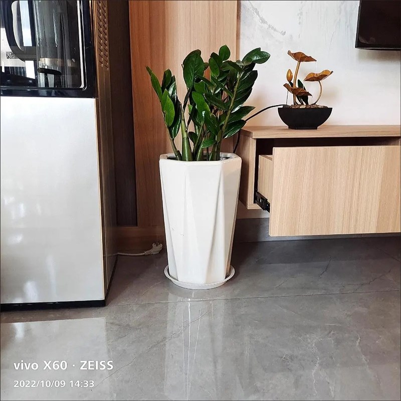 白色菱形落地陶瓷花盆高款大号大口径阳台异形玄关花盆陶瓷客厅