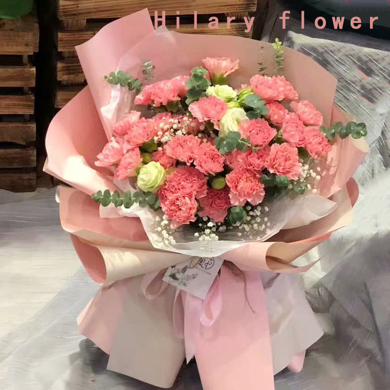 康乃馨百合混搭花束鲜花同城速递重庆武汉送妈妈生日探望领导长辈