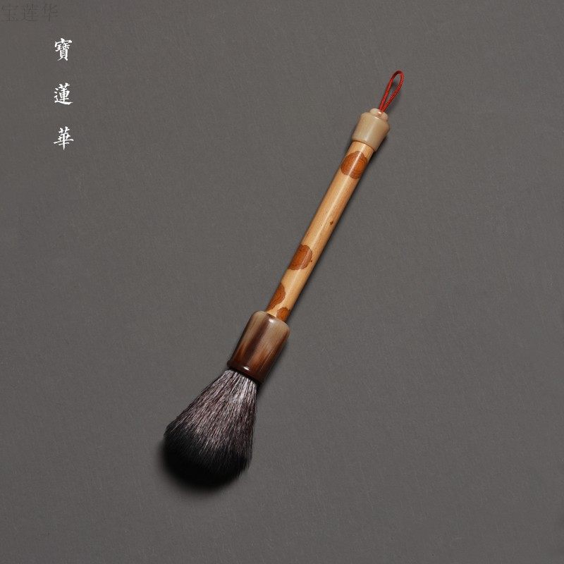 袖珍红湘妃竹养壶笔 小巧刷壶笔 老料竹壶刷子养茶壶毛笔茶道配件
