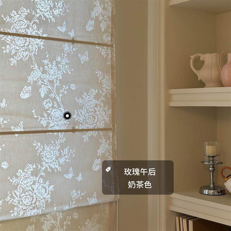 【妙江南】玫瑰午后定制罗马帘透光不透人成品纱帘2026年窗帘新品