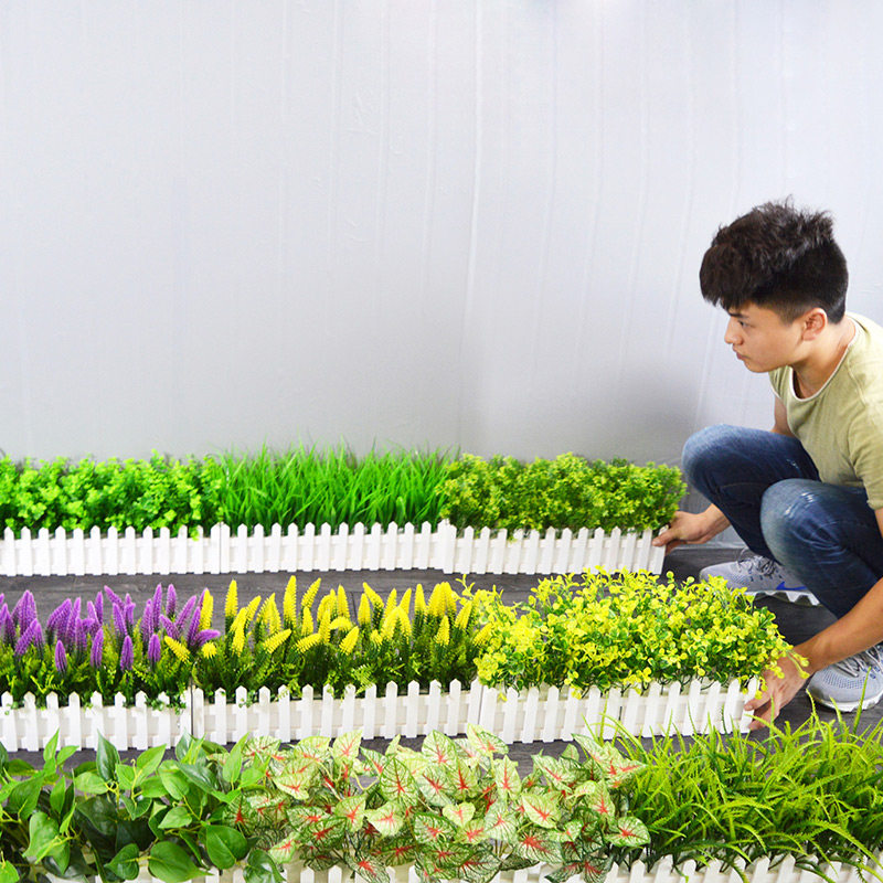 仿真绿植物假花草塑料插花束栅栏花艺套装饰品客厅家居田园摆设件