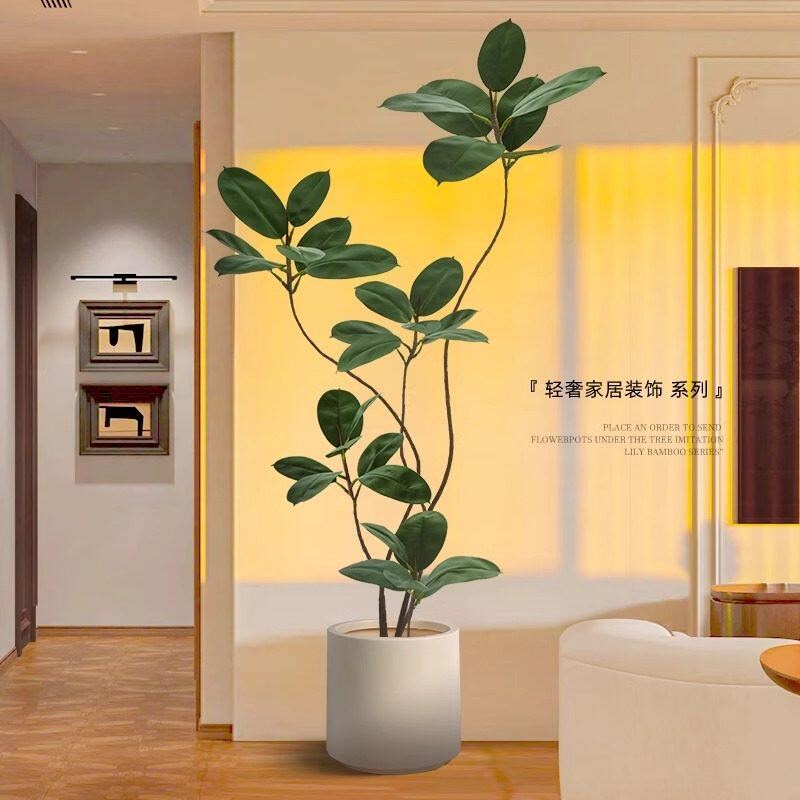 橡皮树仿真绿植假植物客厅轻奢仿生花装饰树室内大型盆栽落地摆件