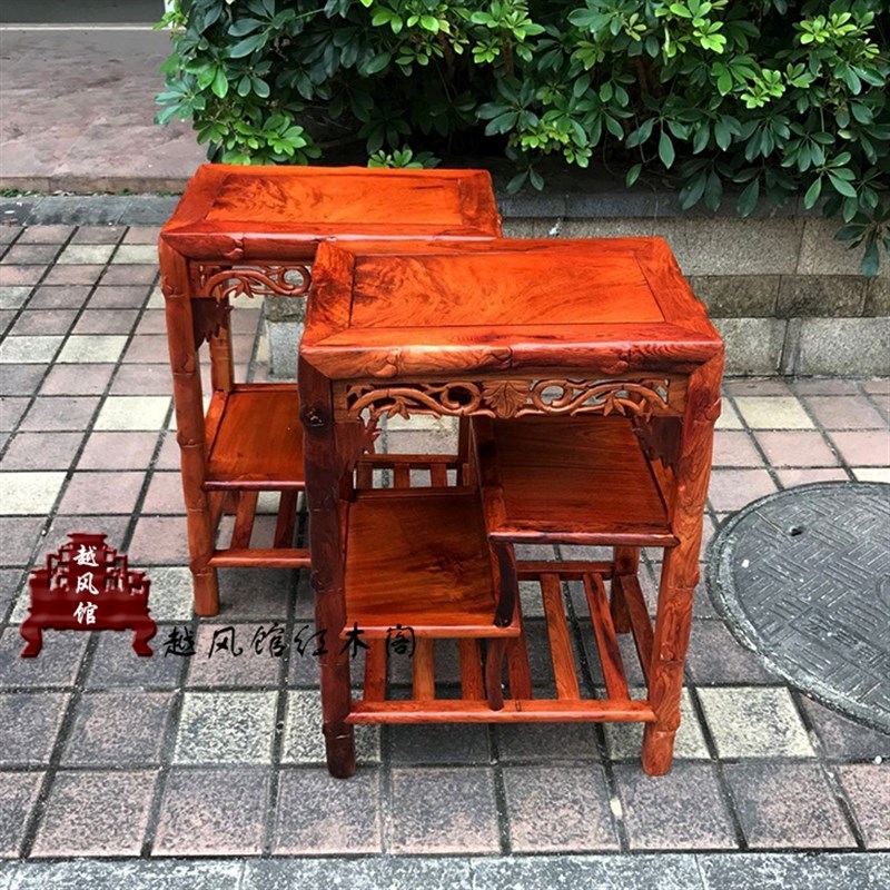 缅甸花梨木方形花架实木花几大果紫檀落地置物架鱼缸架红木盆景架