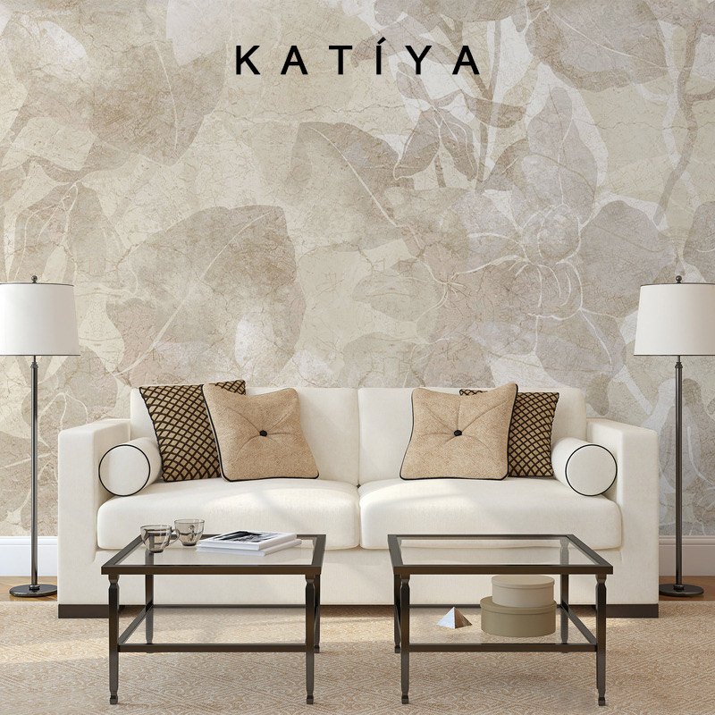 Katiya法式轻奢复古装饰墙布电视背景墙壁纸卧室沙发定制壁画高档