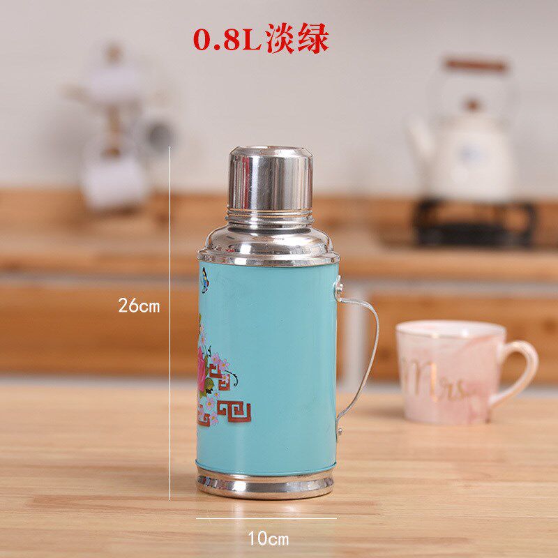 莫丽卡0.8L老式小热水瓶复古怀旧摆件暖壶铁皮外壳家用保温瓶暖水