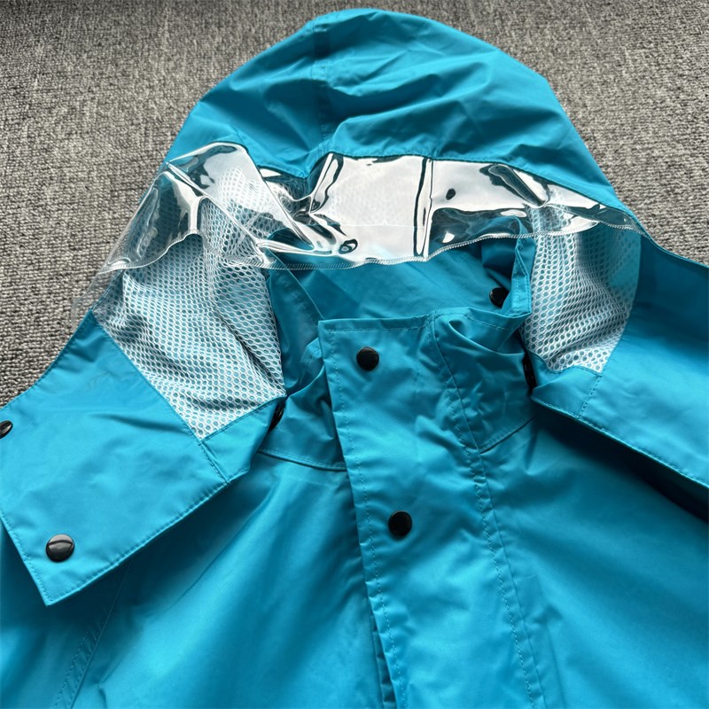 外贸日单尾货夏季防暴雨分体式雨衣雨裤雨遮全网衬压胶男款雨衣