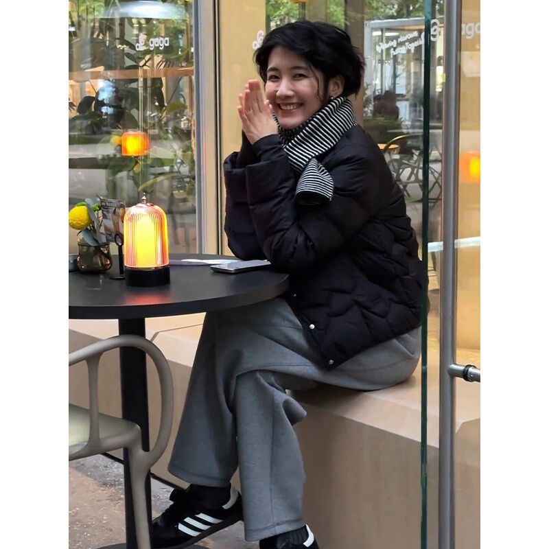 浪清 经典黑白条纹羊毛针织围巾女秋冬2024新款撞色保暖披肩围脖