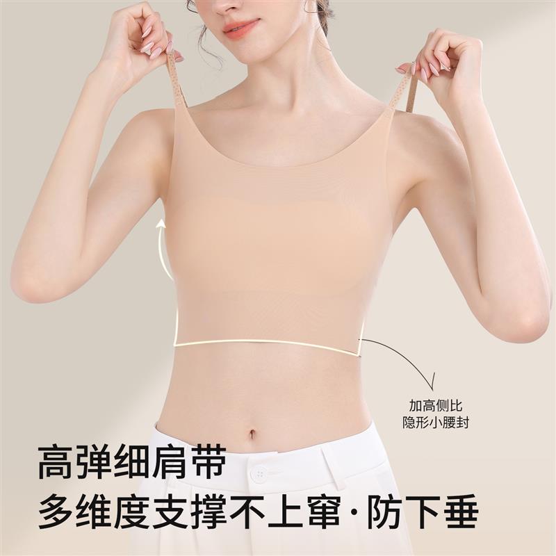 纸片人内衣女大胸显小胸全罩杯薄款细肩带无痕束胸显瘦背心式文胸